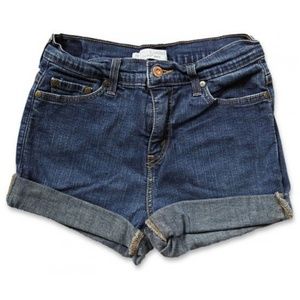 Vtg Levi's Dark Wash High Waist Cuffed Shorts 27